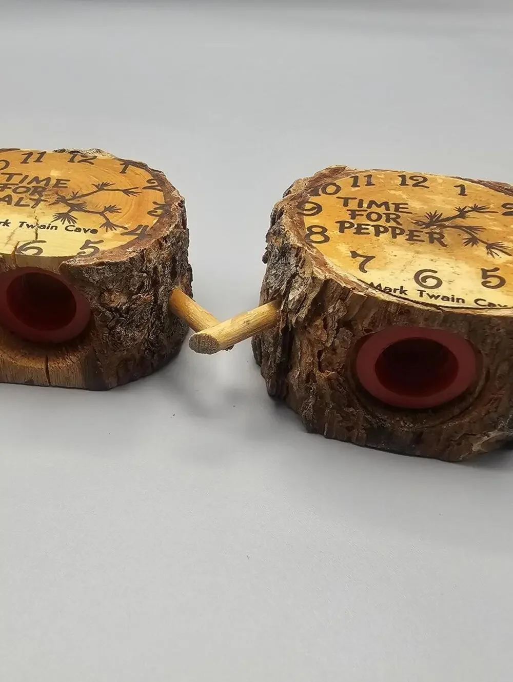 Rustic Wood Log Salt and Pepper Shakers Set